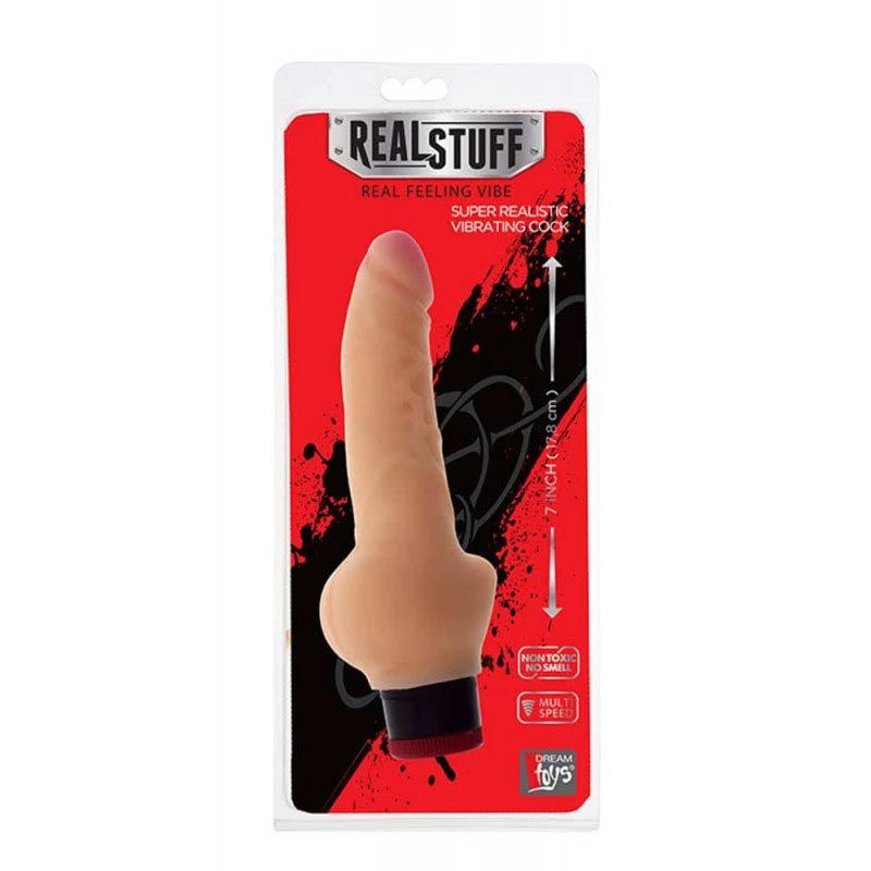 Vibrator Cu Testicule RealStuff 7 inch Vibrator Flesh 3