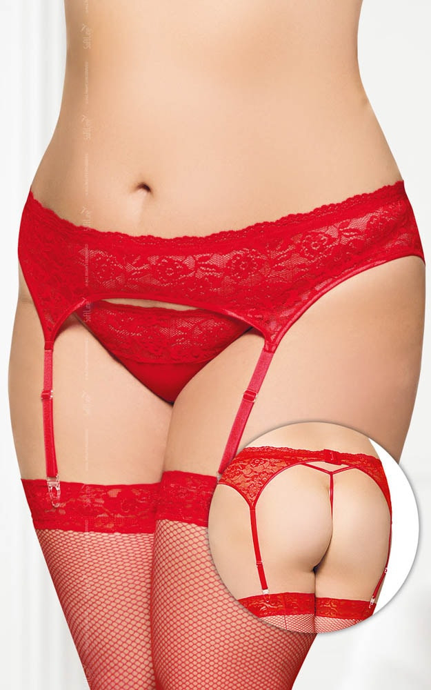 Garterbelt 3305 - Plus Size - red    XL - Ciorapi Sexy