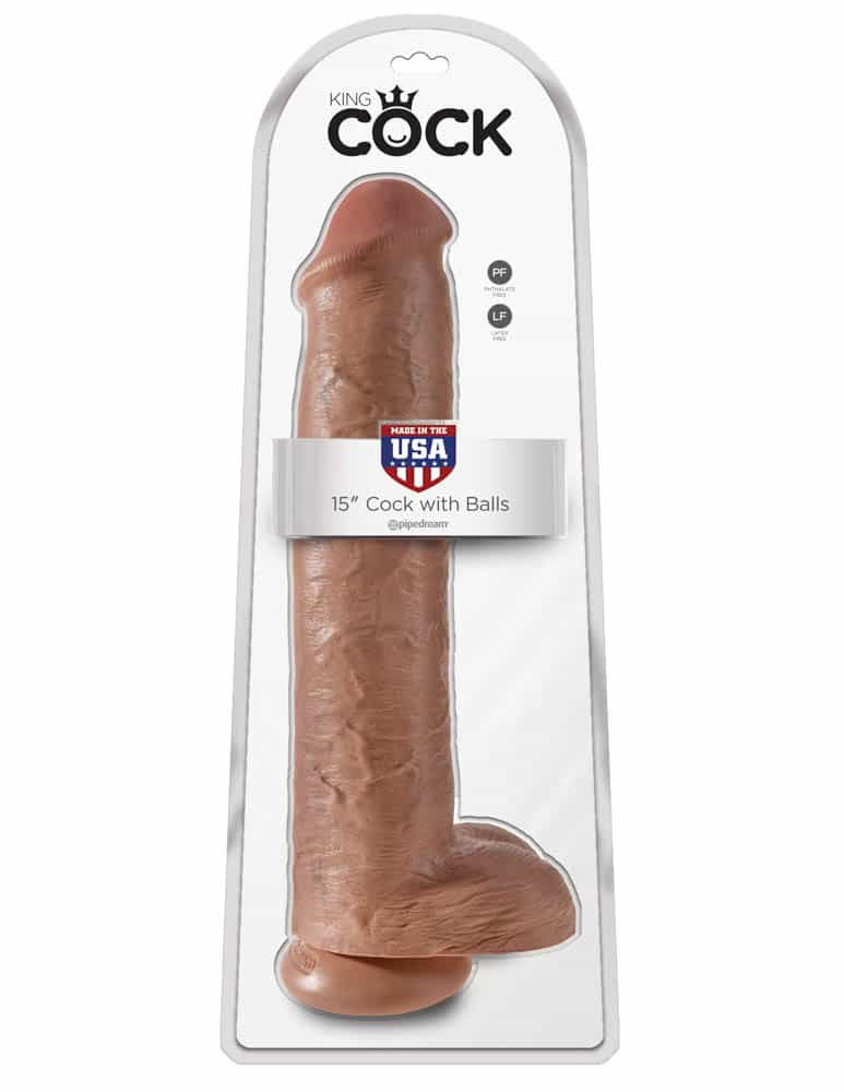 Dildo Cu Testicule King Cock 15 inch Cock With Balls Tan