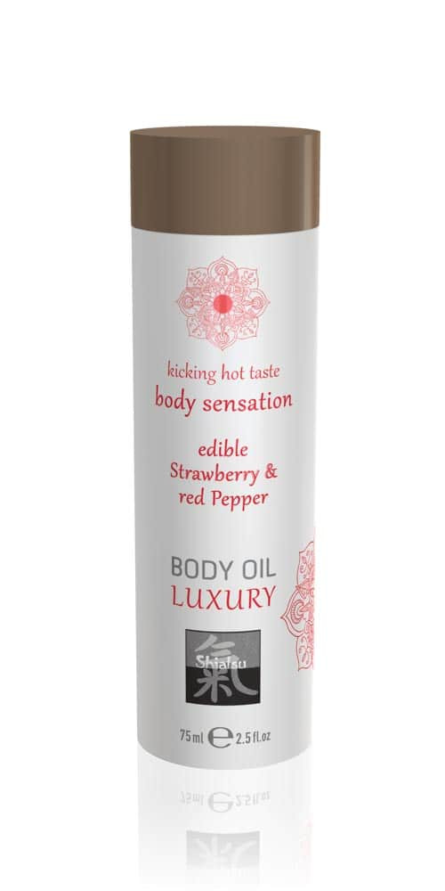 Luxury body oil edible  - Strawberry & Red Pepper 75ml Avantaje