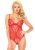 Body Femei Lace And Sheer Mesh Teddy Red M Din Poliamidă